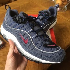 Nike Air Max 98 Thunder Blue Crimson Sz 11 .5